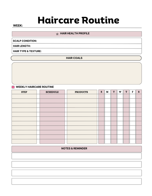 Hair Care Planner. (Free gift w/ this purchase)